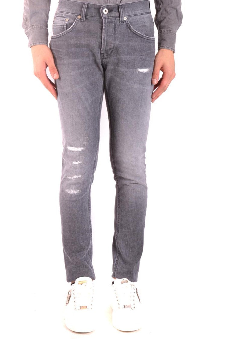Dondup Faded Black Slim-Fit Jeans Distressed Details