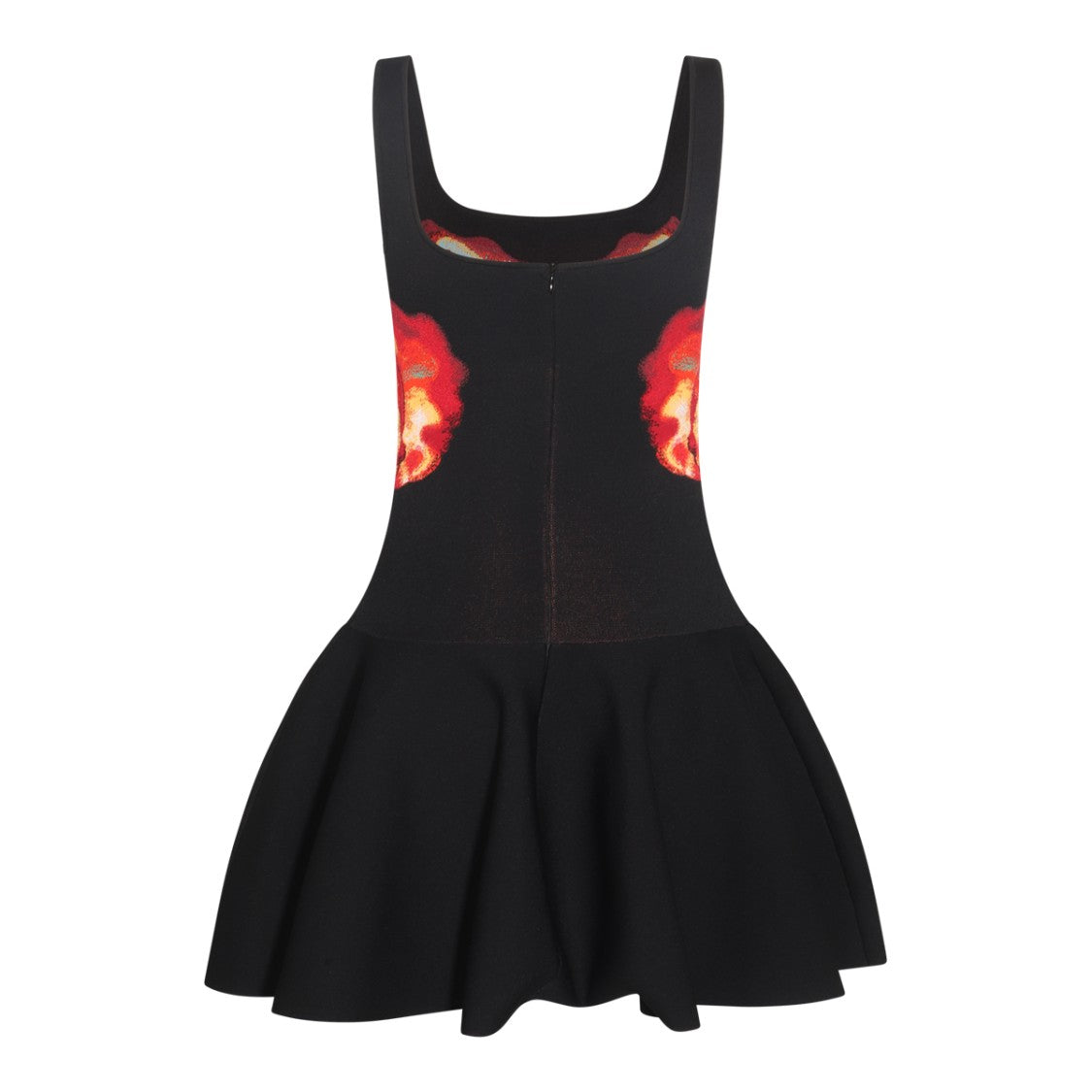 Alexander Mcqueen Knitted Jacquard Mini Dress With Flared Skirt And Square Neckline