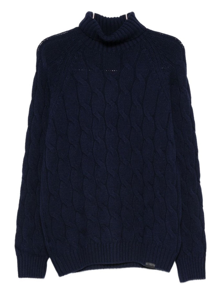 Fay Navy Blue Cable Knit Sweater