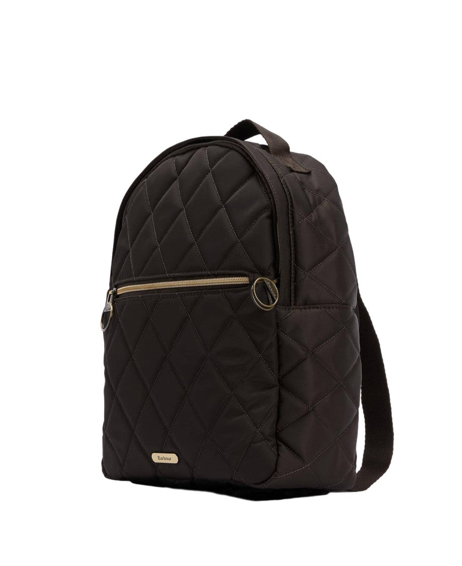 Barbour Quilted Olive Backpack With Adjustable Straps