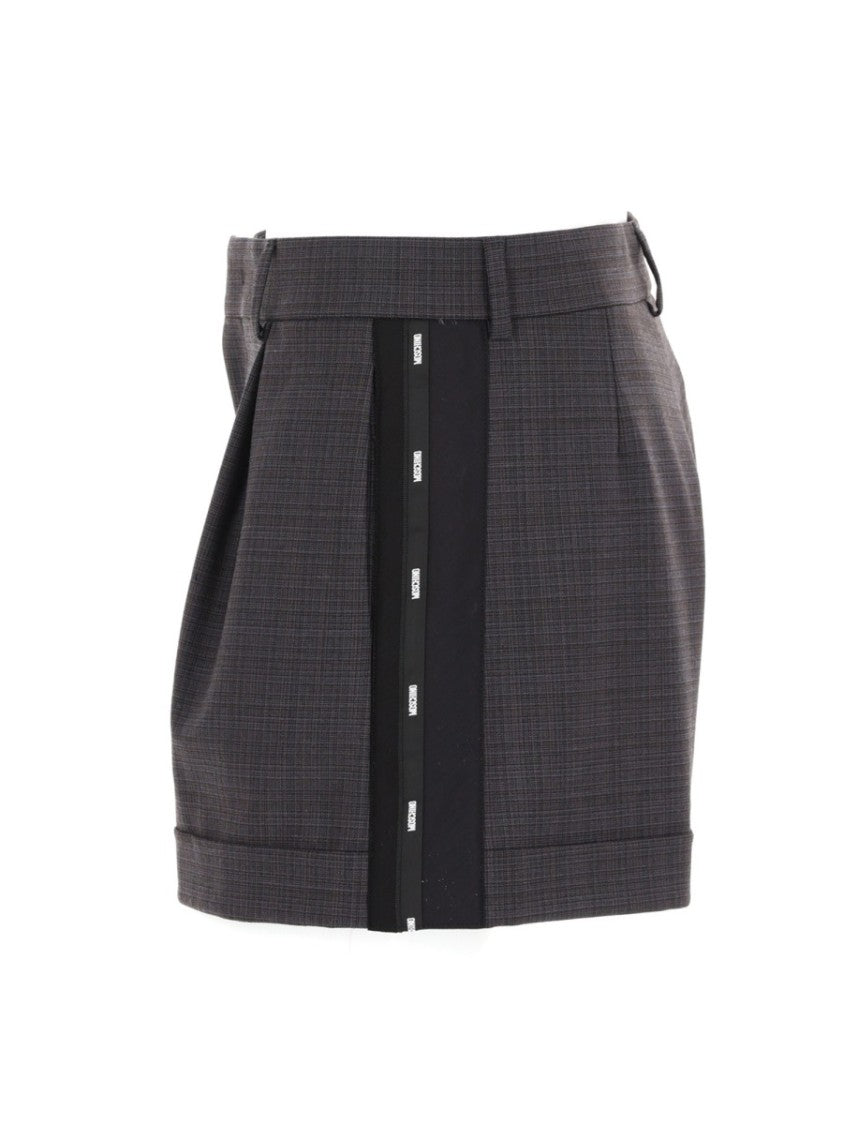 Moschino Dark Check Ribbon Side Seam Shorts