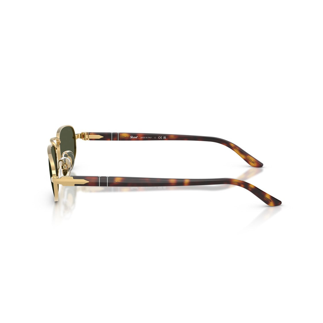 Persol 0Po1028s Rectangular Gold Frame Sunglasses With Tortoiseshell Temples