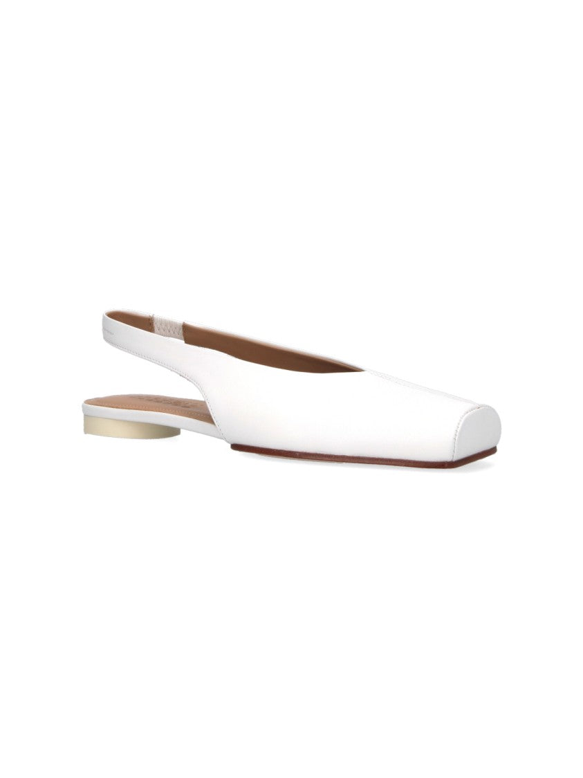 Mm6 By Maison Margiela Slingback Ballerina Flats In Smooth White Goat Leather
