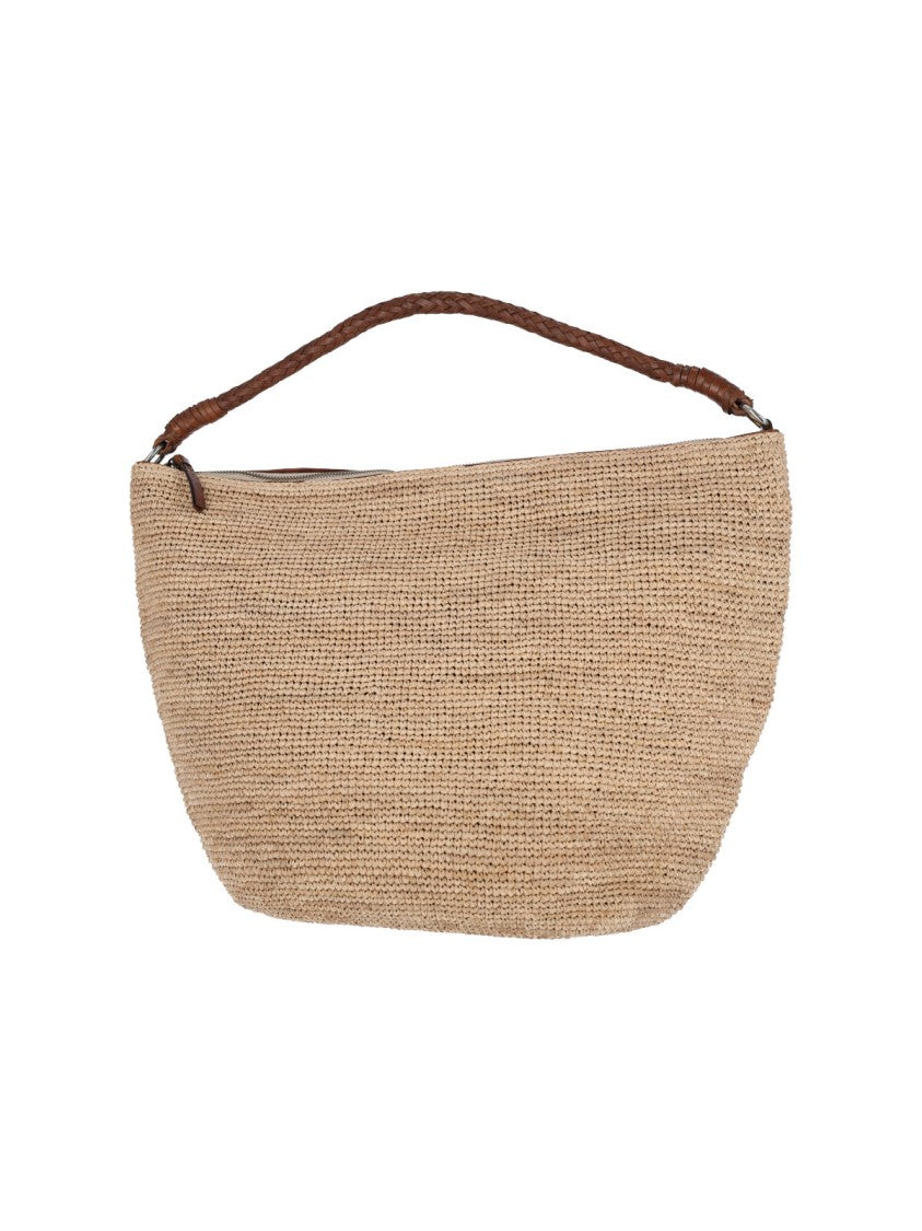 Ibeliv Beige Utopia Woven Raffia Shoulder Bag