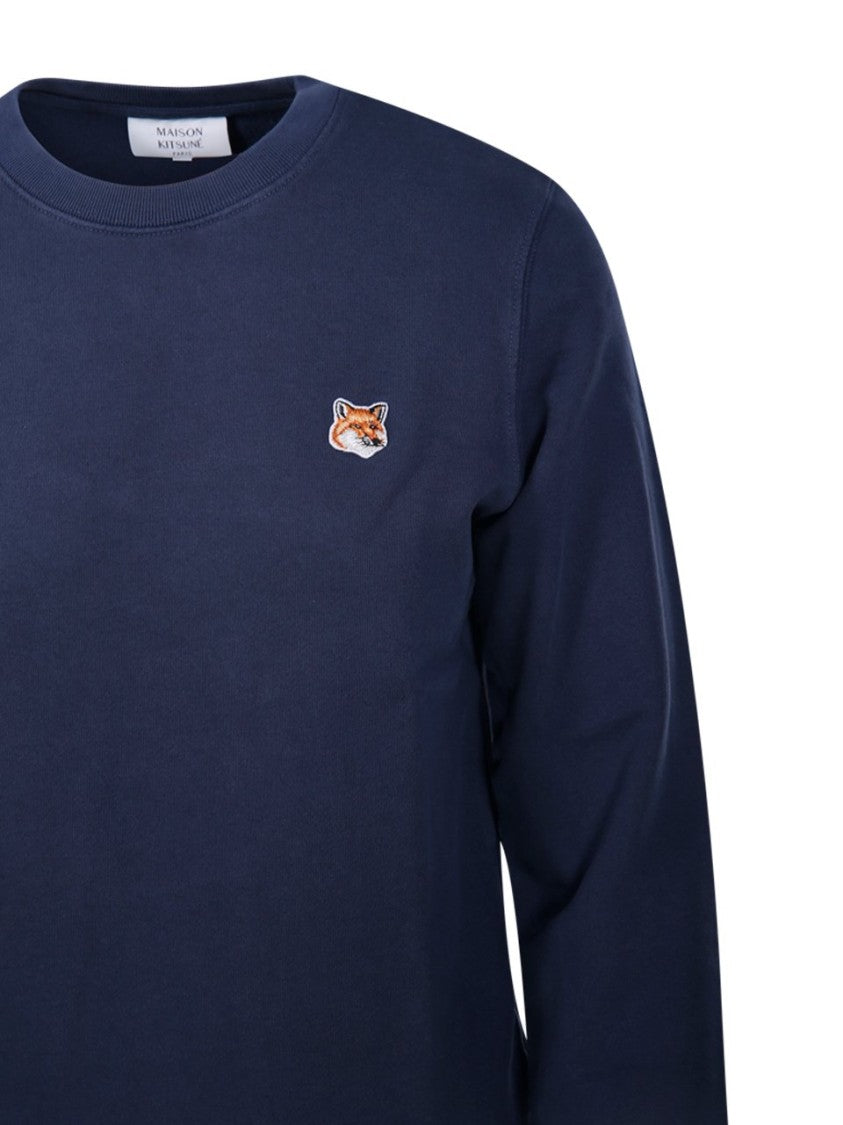 Maison Kitsuné Long-Sleeved Crew Neck Cotton Shirt With Embroidered Fox Emblem