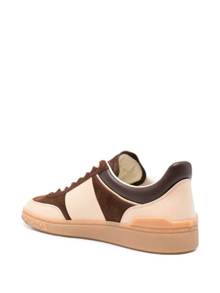Valentino Garavani Smooth And Suede Panel Low-Top Sneakers