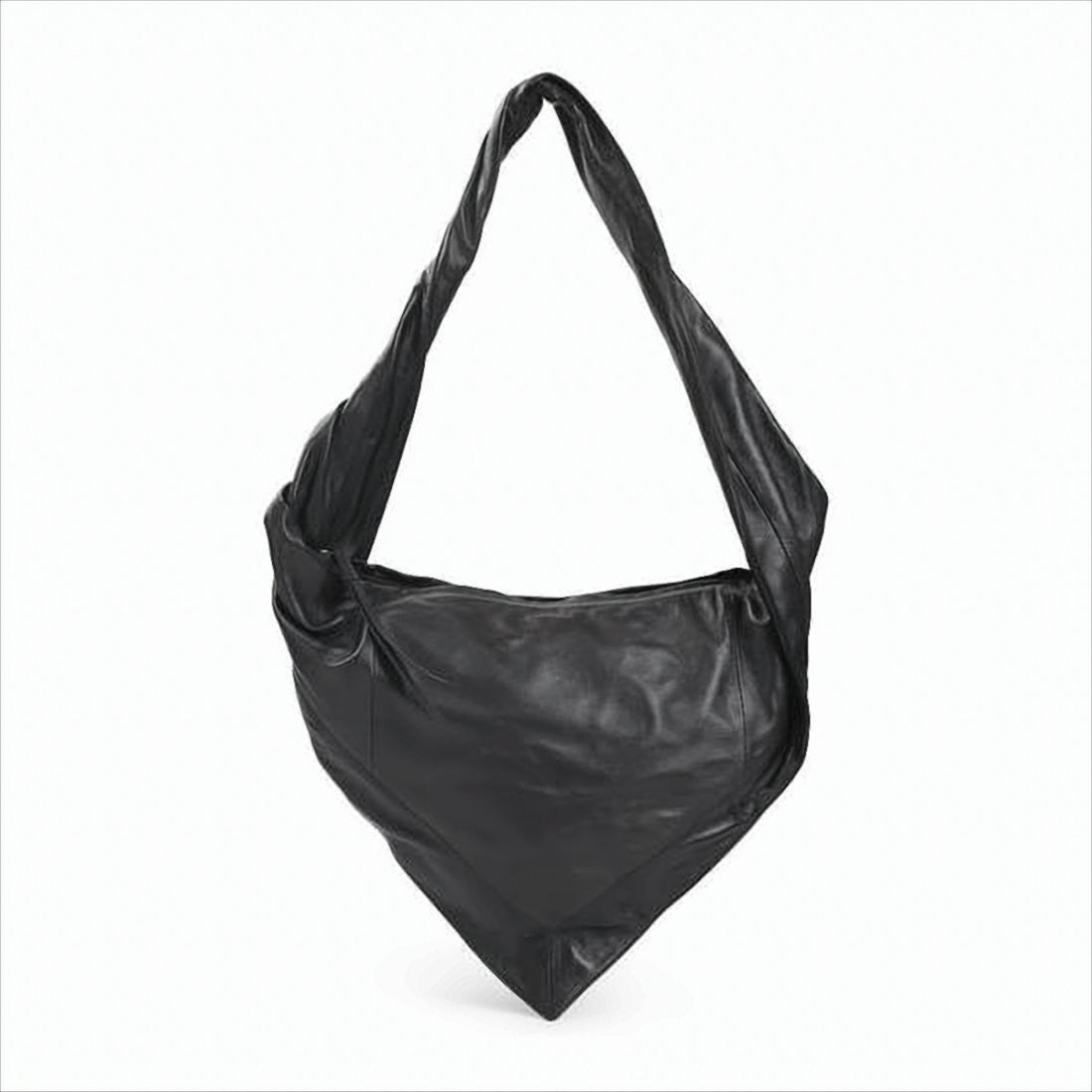 Lemaire Triangular Black Lambskin Crossbody Bag With Padded Strap
