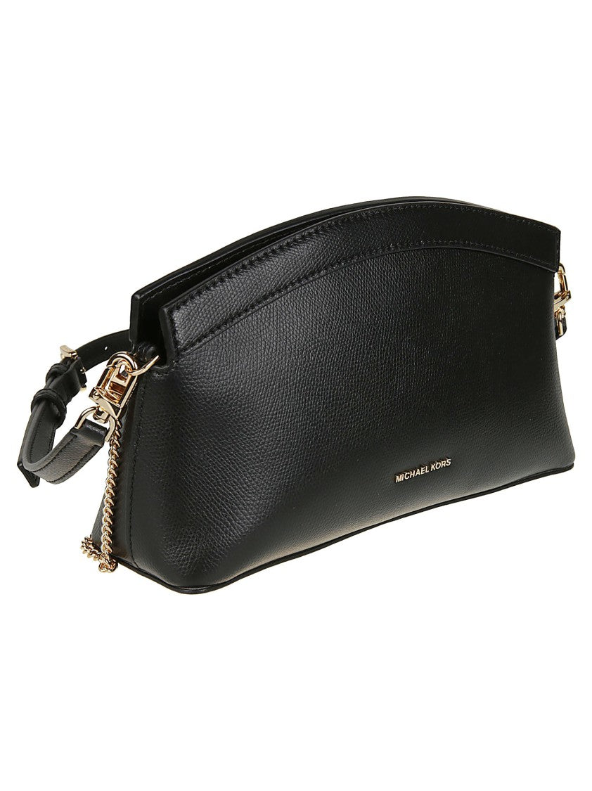Michael Kors Small Athena Black Leather Crossbody Clutch
