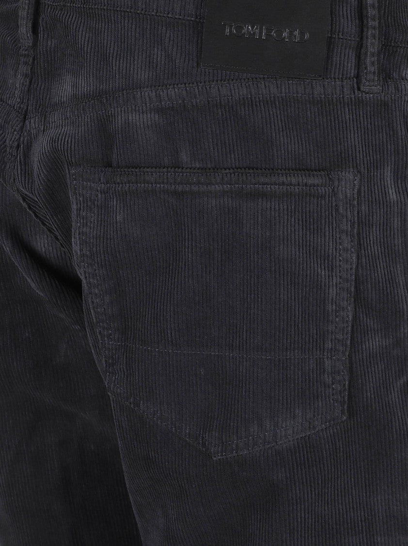 Tom Ford Straight-Leg Black Corduroy Jeans With Classic Five-Pocket Design