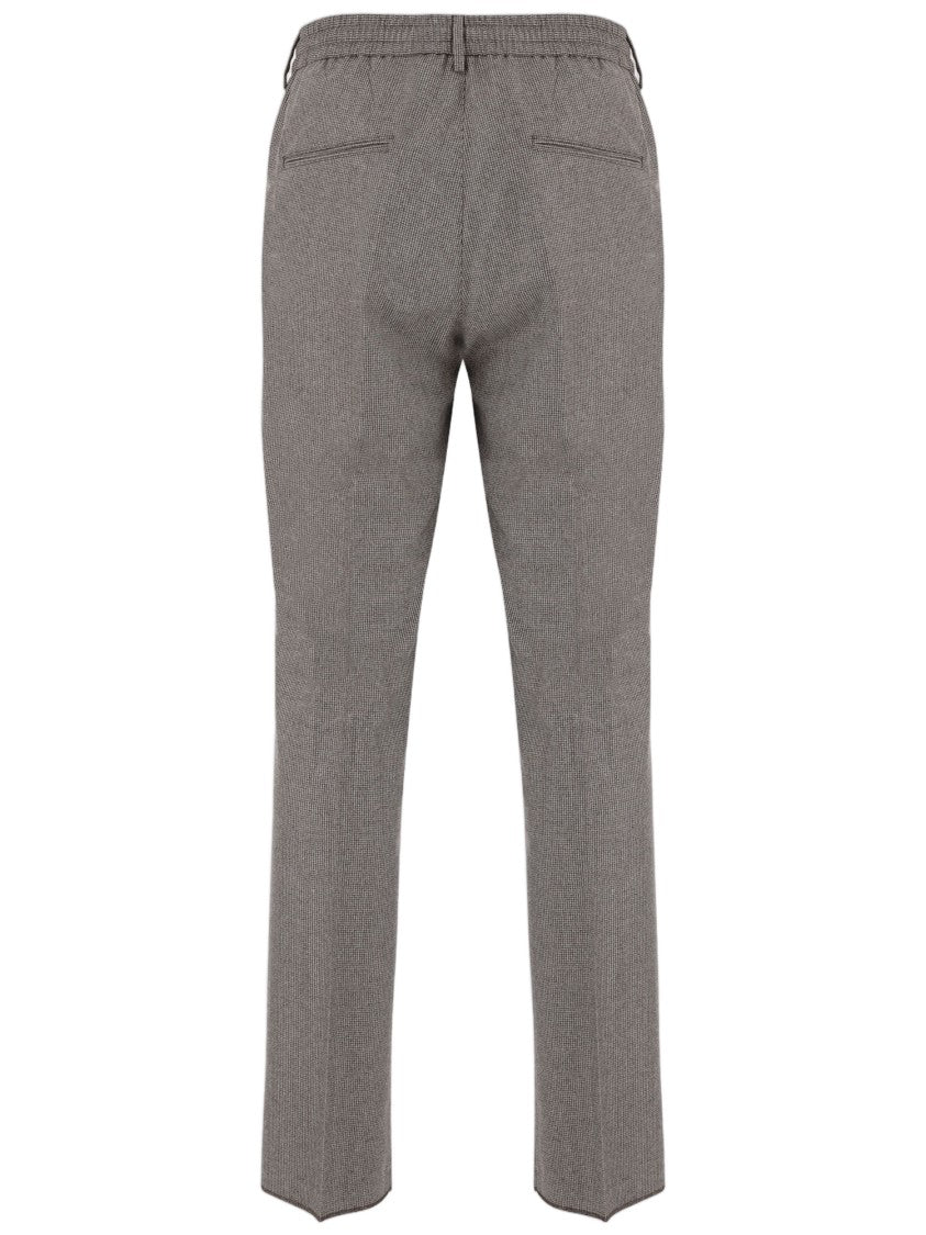 Tagliatore Gray-Brown Pleated Wool Straight-Leg Pants