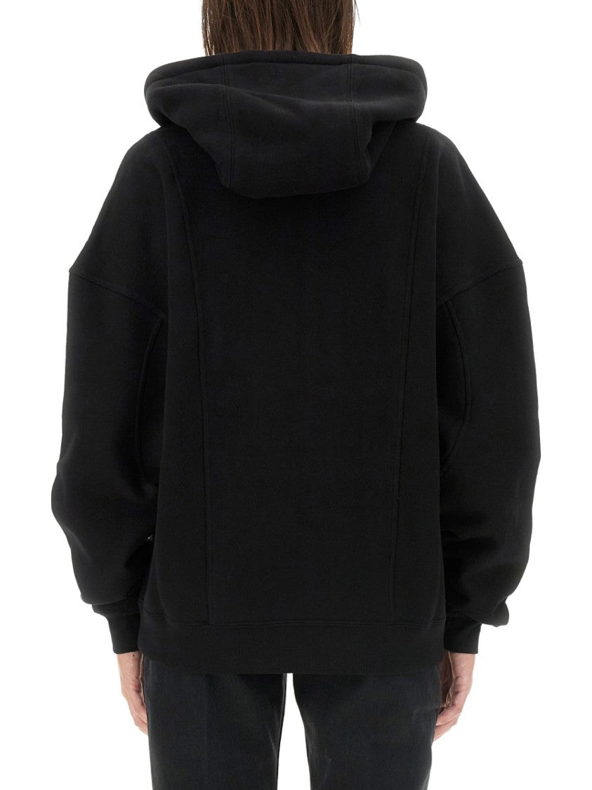 Saint Laurent Relaxed Black Hoodie With Half-Zip