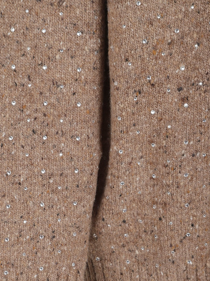 Pinko Knitted Cardigan In Warm Brown