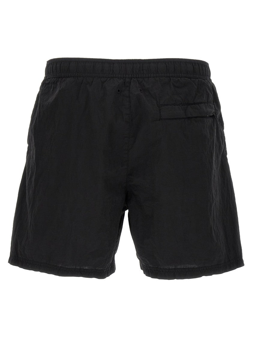 Stone Island Black Swim Shorts With Elastic Waistband