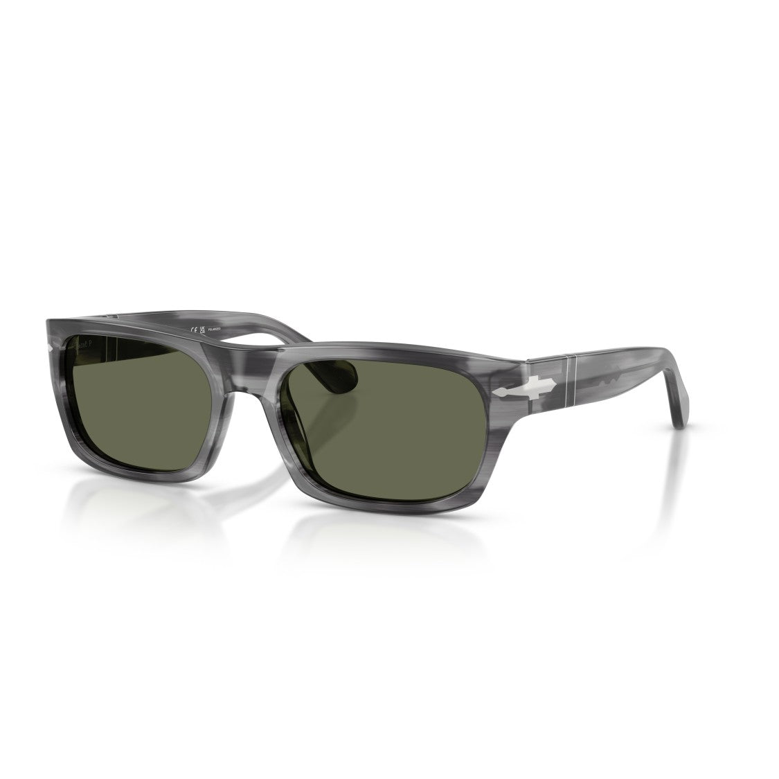 Persol 0Po3398s Rectangular Grey Acetate Sunglasses With Dark Lenses
