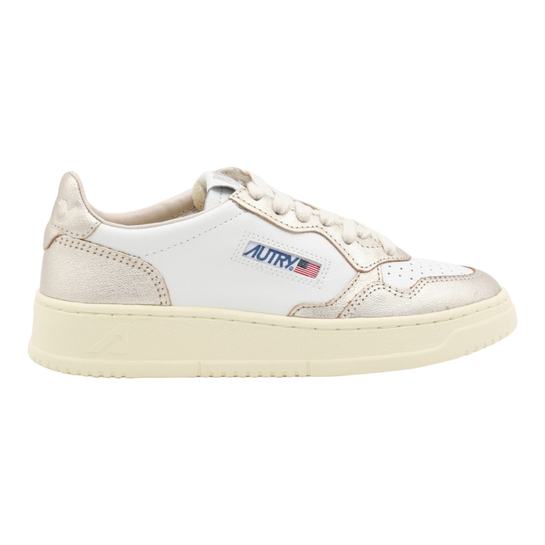 Autry Low-Top Sneakers With Metallic Beige Accents
