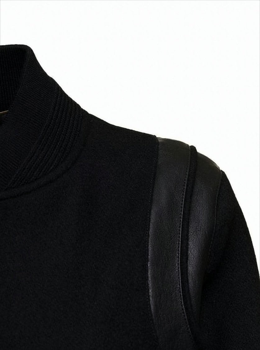 Saint Laurent Classic Bomber Jacket With Leather Panels