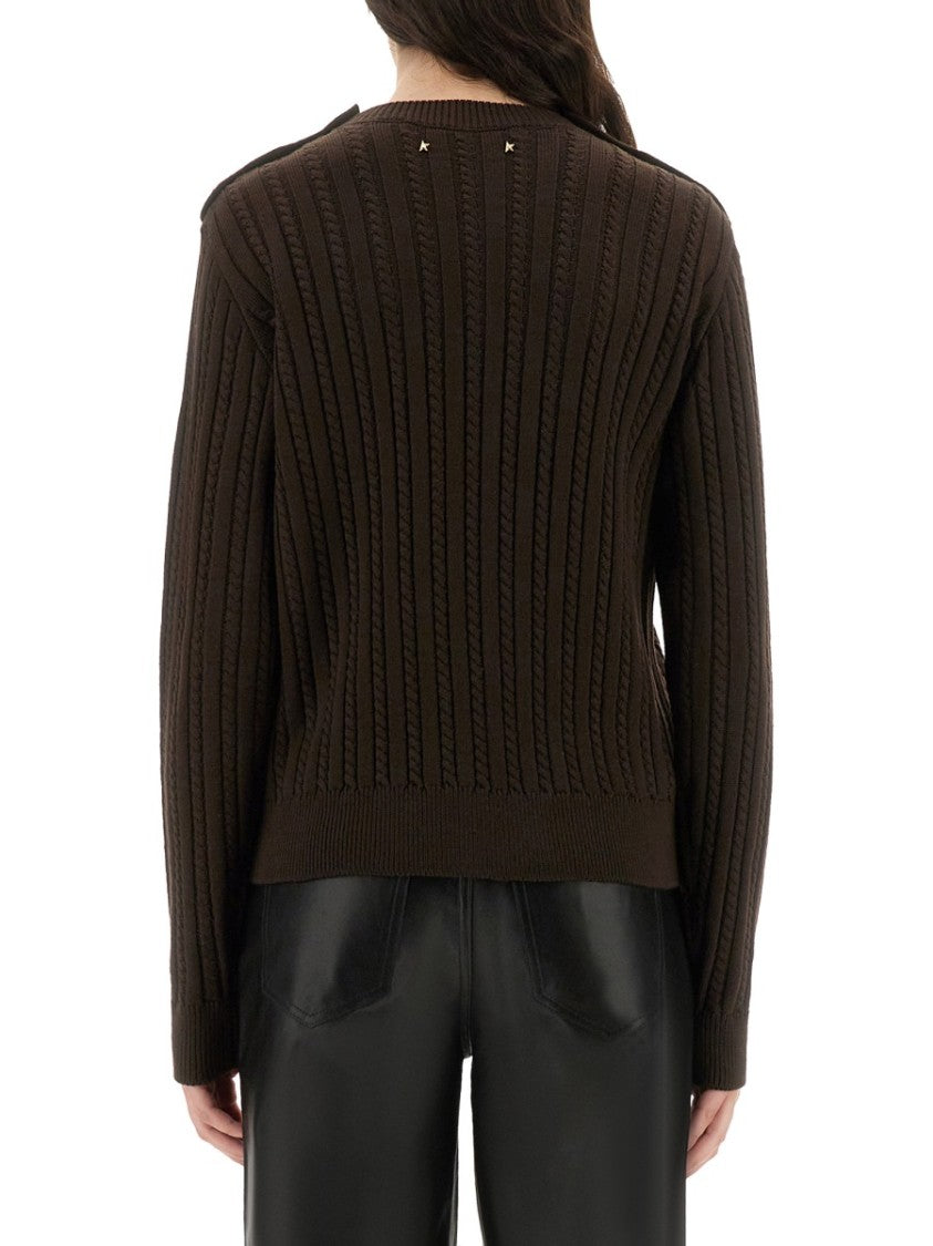 Golden Goose Textured Ribbed Wool Sweater With Button Detail