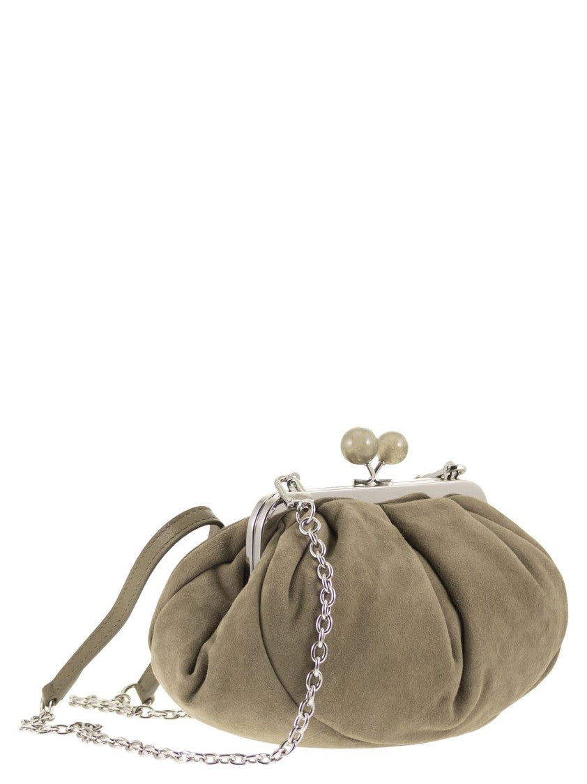Max Mara Small Suede Clutch With Marbled Bead Closure
