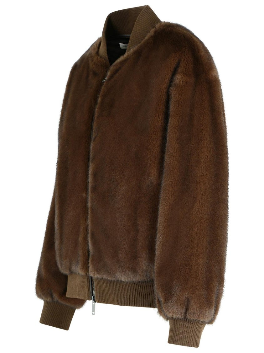P.A.R.O.S.H. Brown Faux Fur Jacket