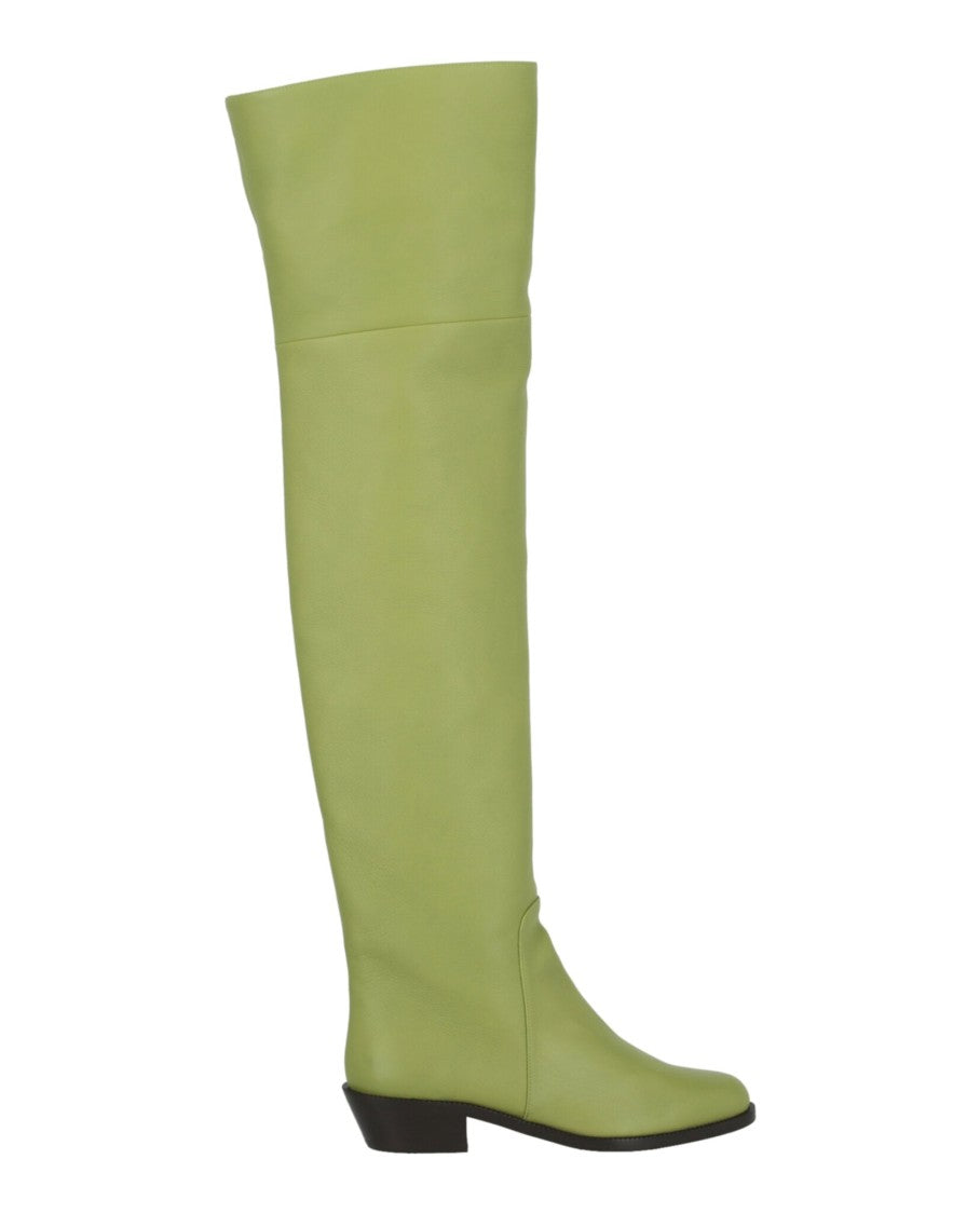 Ferragamo Pebbled Leather Over-The-Knee Boots With Almond Toe