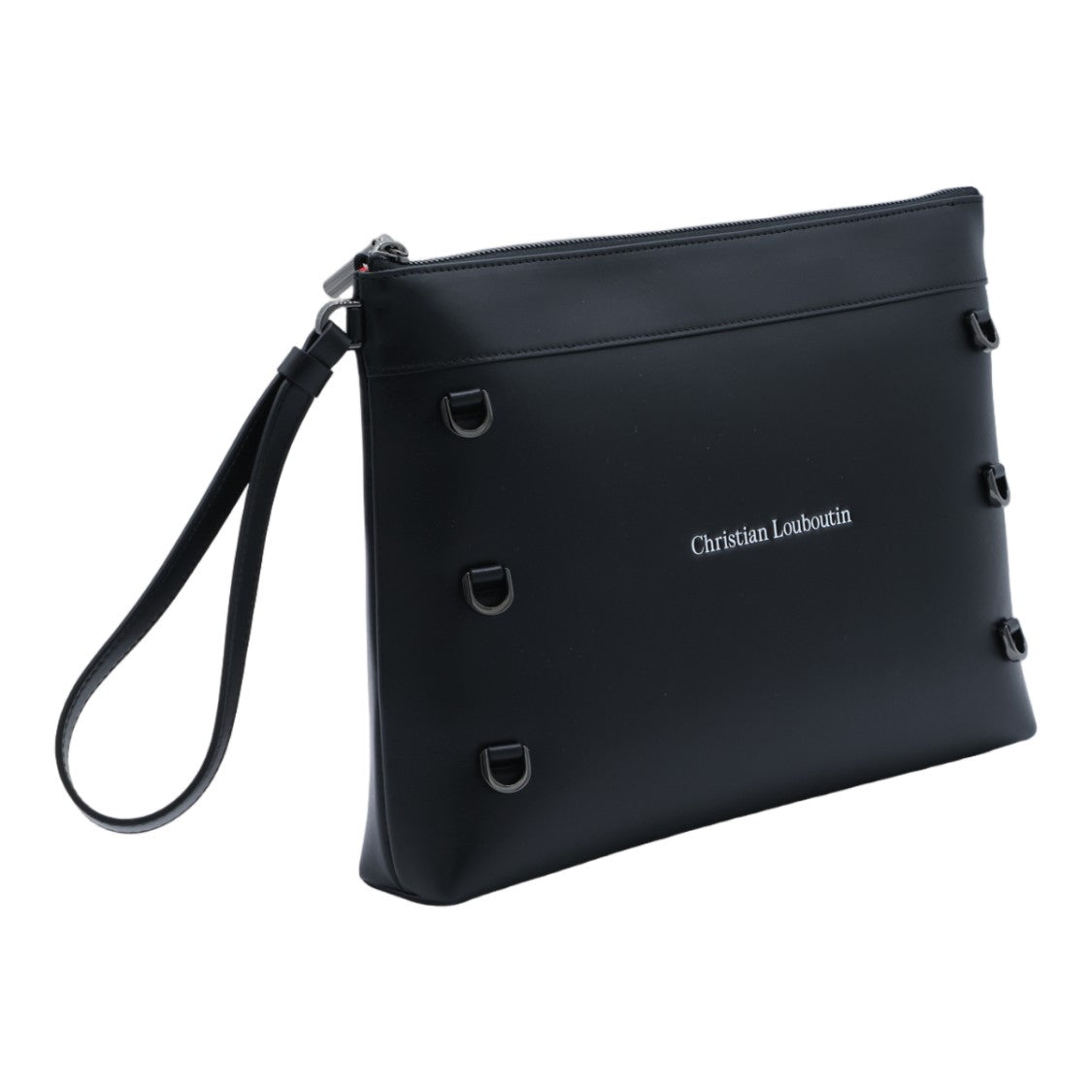 Christian Louboutin Black Matte Detachable-Strap Clutch