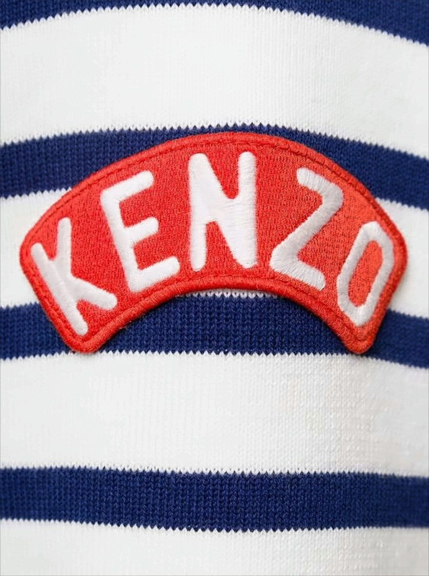 Kenzo Striped Knit Cardigan With V-Neckline And Bold Patches