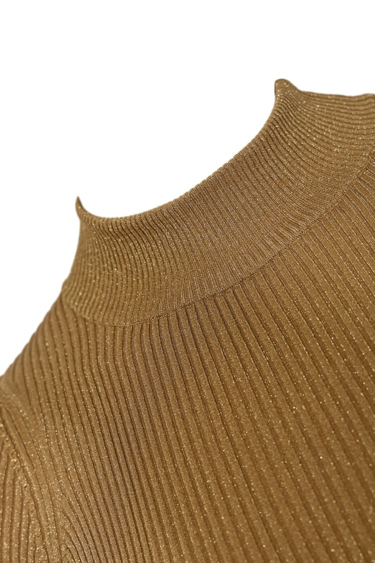 Max Mara Illuminating Light Gold Metallic Short-Sleeved Top