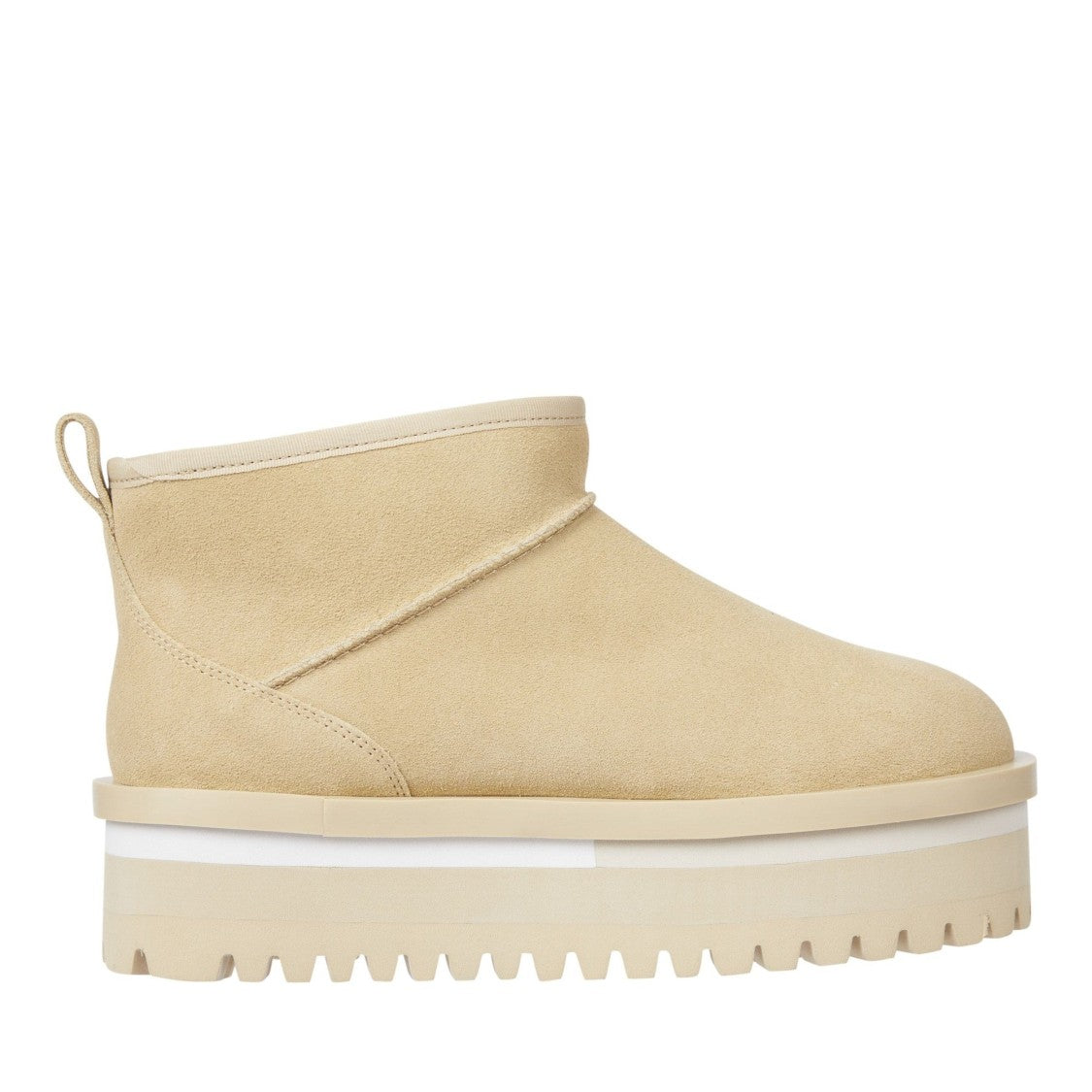 Tommy Jeans Beige Flatform Rubber Outsole Suede Boots