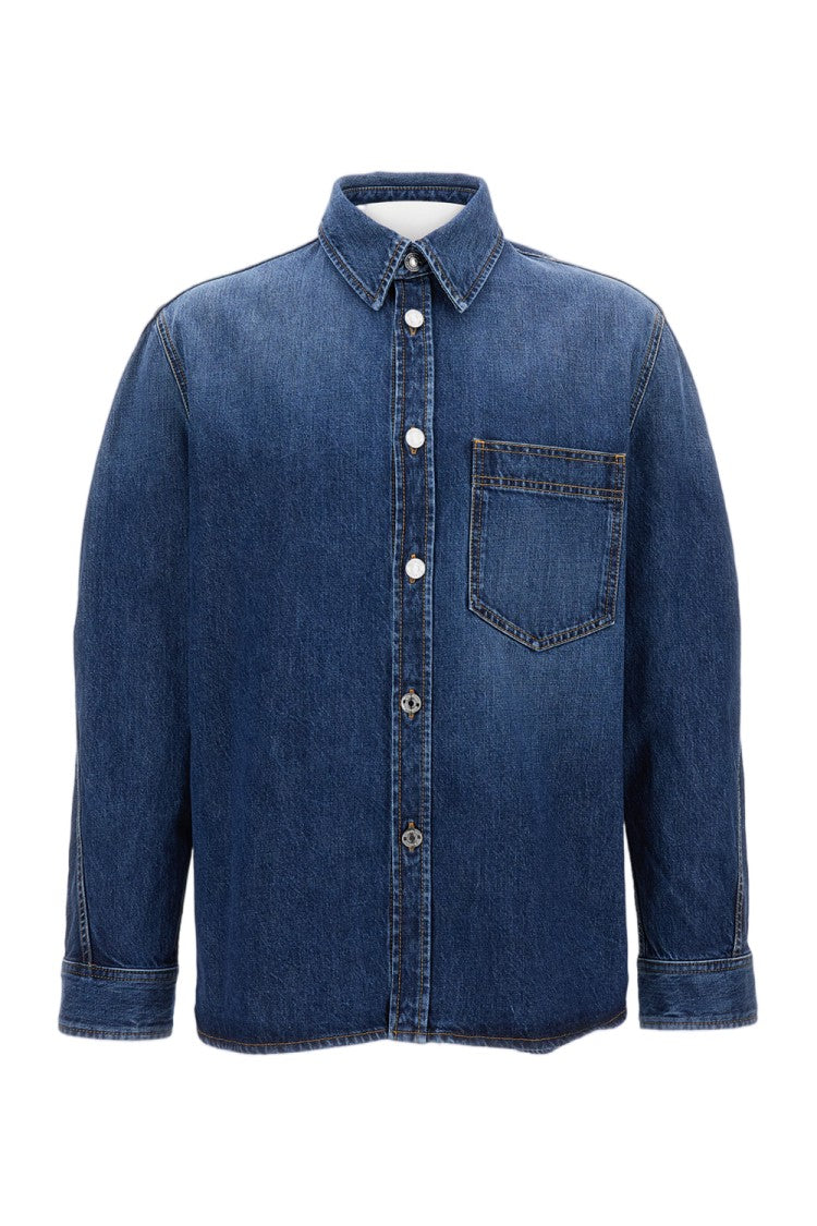 Givenchy Oversized Washed Denim Shirt With Chest Pocket And Button Closure