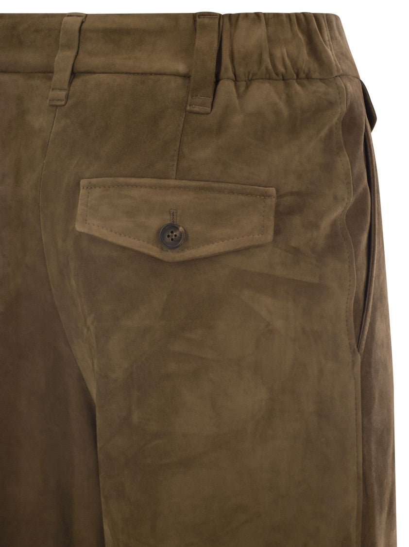 Brunello Cucinelli Suede Chino Crop Trousers