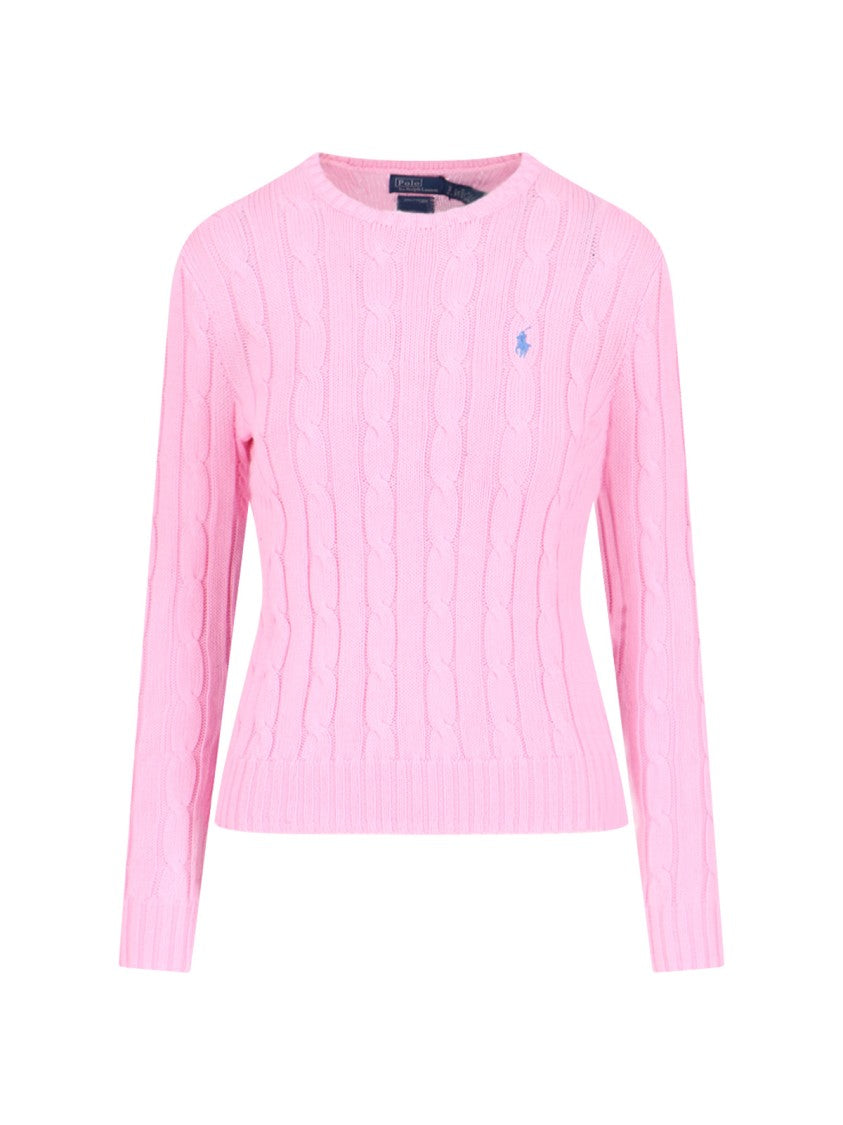 Polo Ralph Lauren Cable-Knit Logo Sweater – Pink