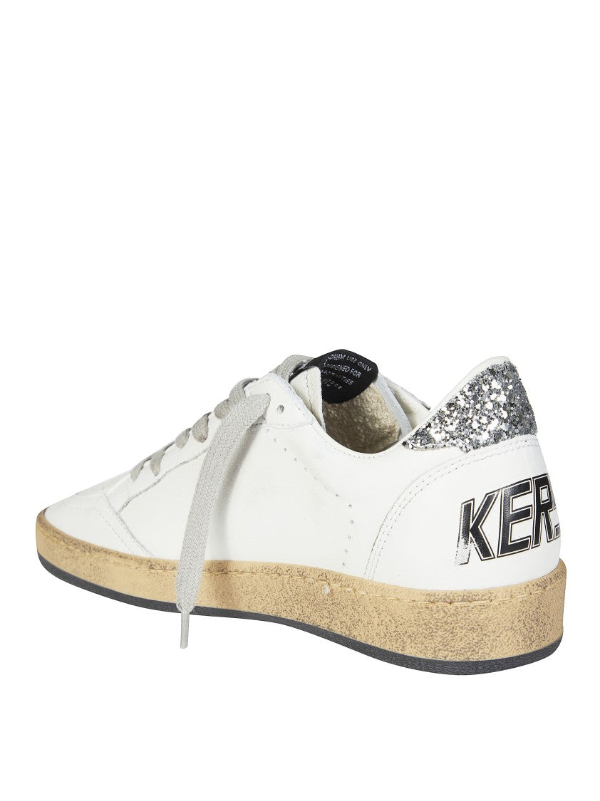 Golden Goose White Nappa Leather Glitter Star Sneakers