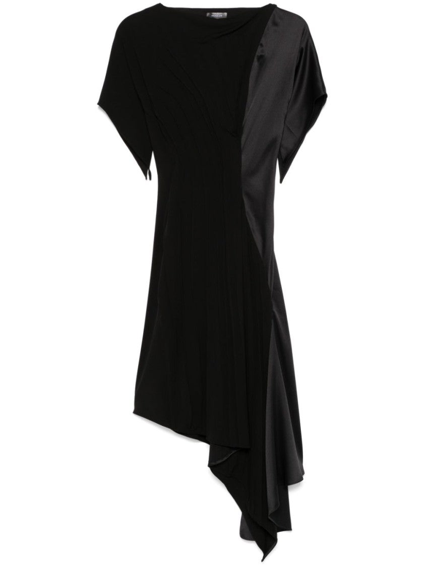 Mugler Asymmetrical Black Midi Dress