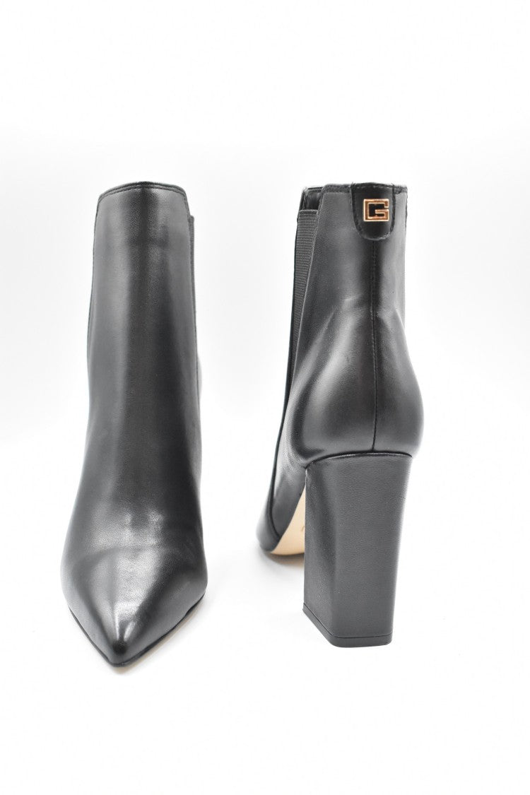Guess Pointed Toe Ankle Boots With Block Heel And Design