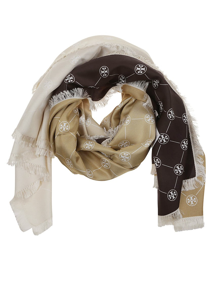 Tory Burch T Monogram Silk Oblong Scarf