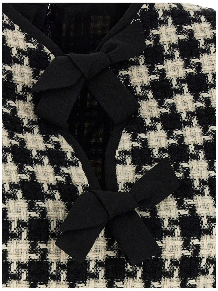 Valentino Garavani Damier Light Tweed Dress With Bow Detail