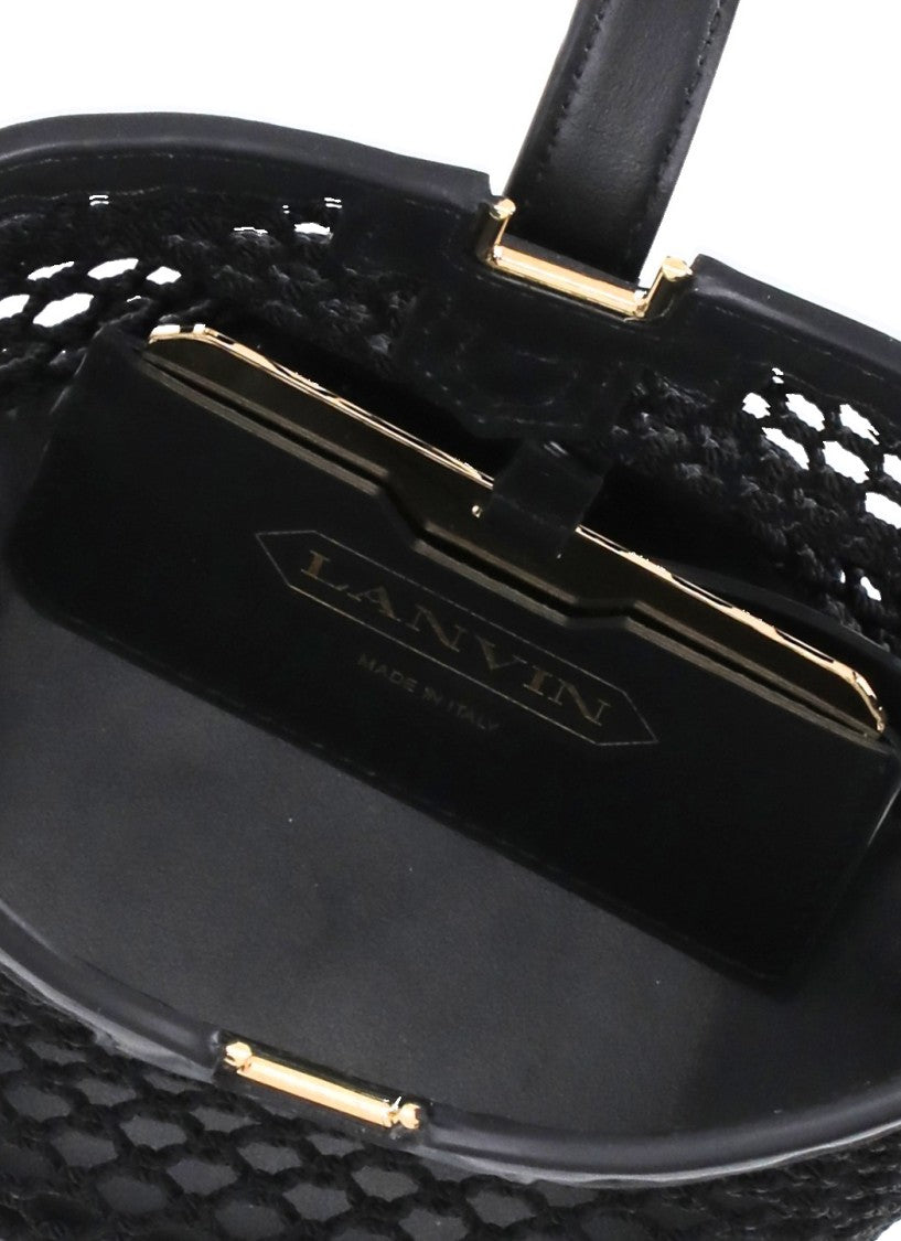 Lanvin Intricate Cut-Out Leather Bucket Bag
