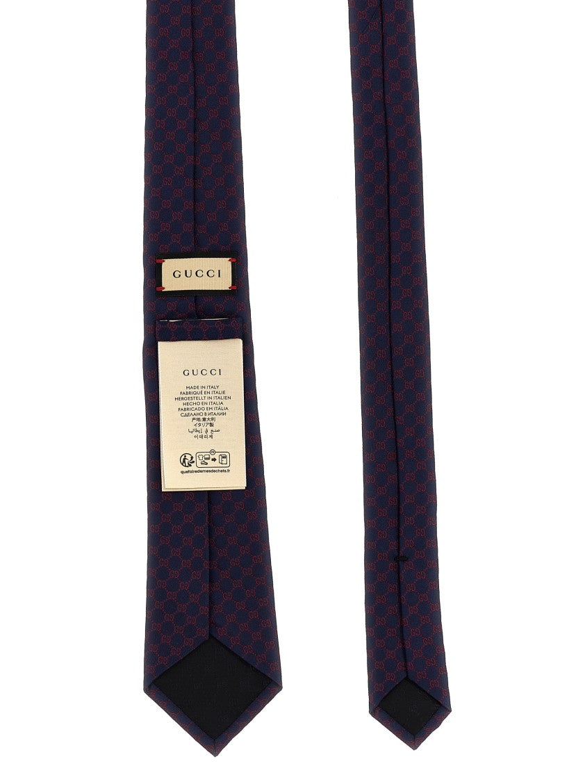 Gucci Silk Tie With Signature Logo Pattern