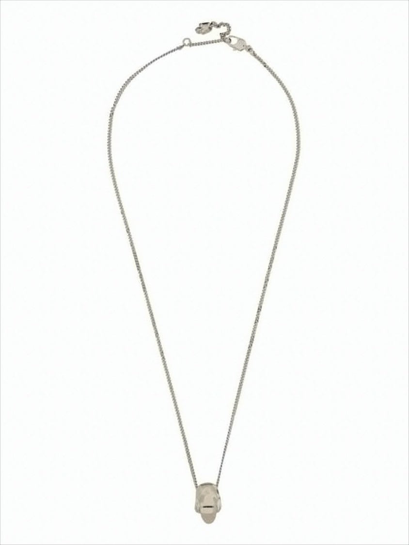 Alexander Mcqueen Skull Pendant Necklace In Polished Yellow Brass