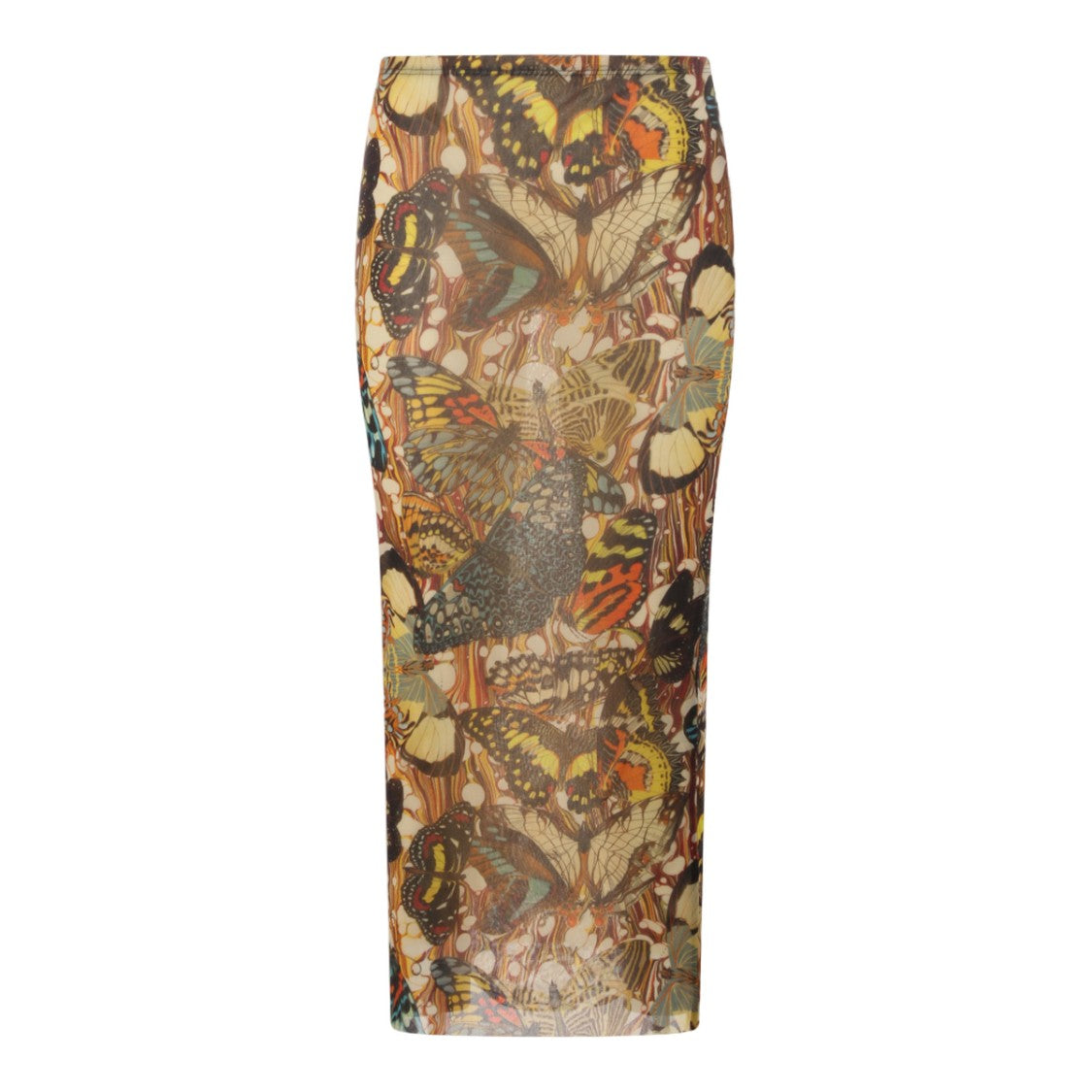 Jean Paul Gaultier Butterfly Print Midi Skirt With Elastic Waistband