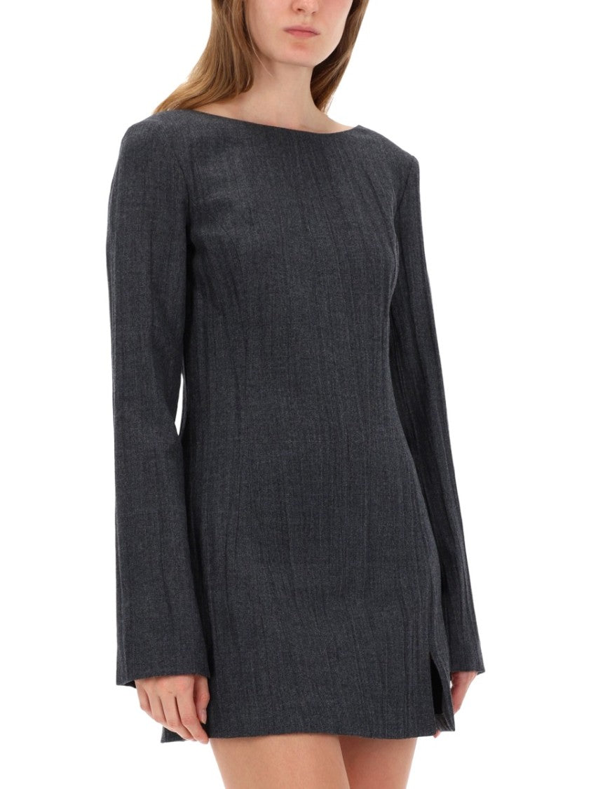 Our Legacy Fitted Mini Dress With Deep Scoop Back And Ribbed Texture