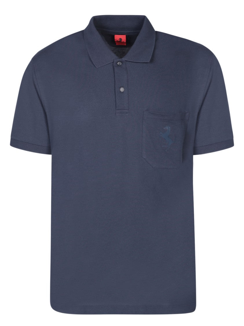Ferrari Blue Sporty Cotton Polo