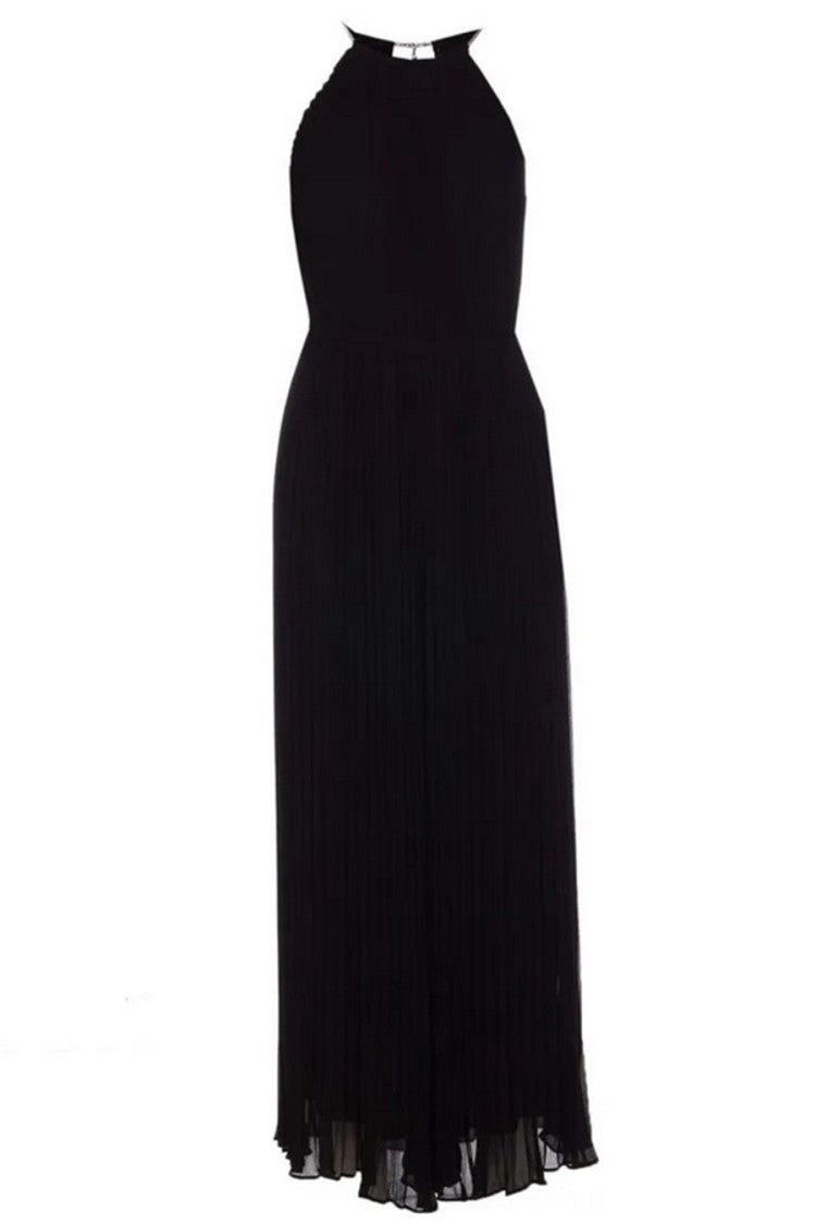 Michael Kors Pleated Maxi Dress With High Neckline
