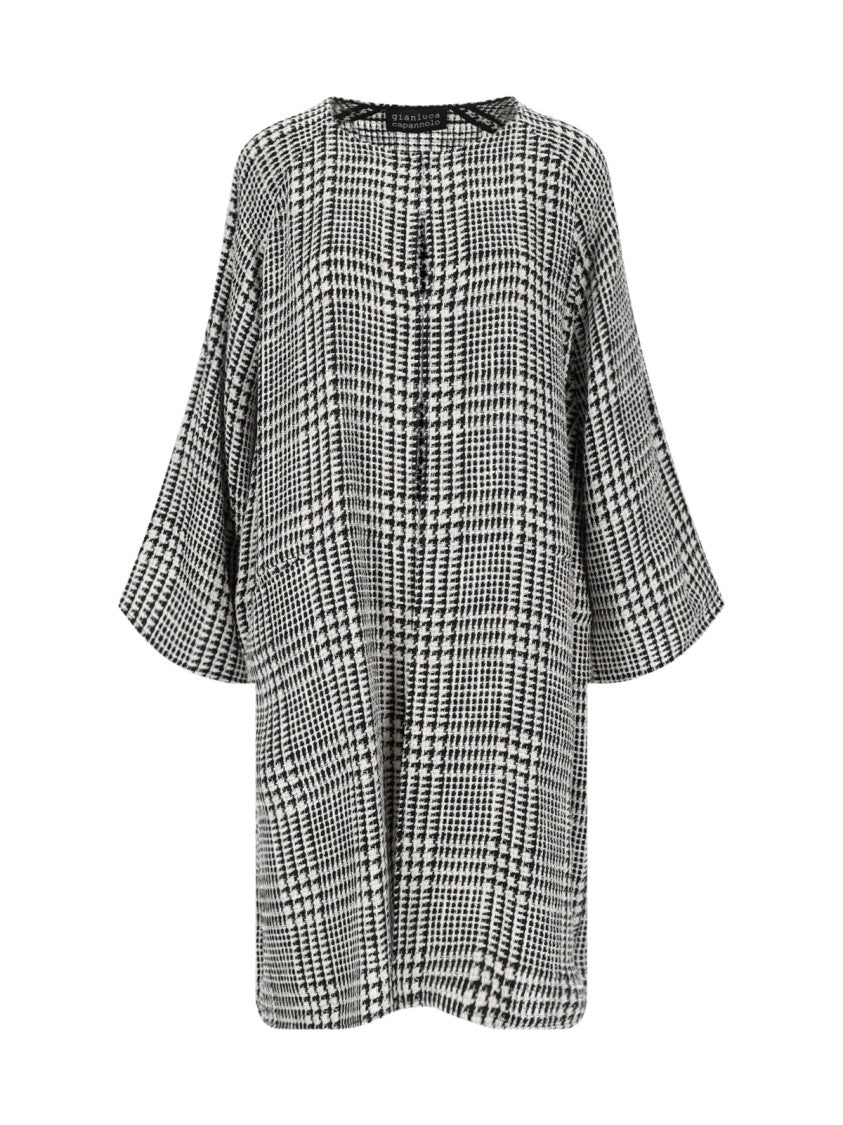 Gianluca Capannolo Shelly' Houndstooth Cape – White