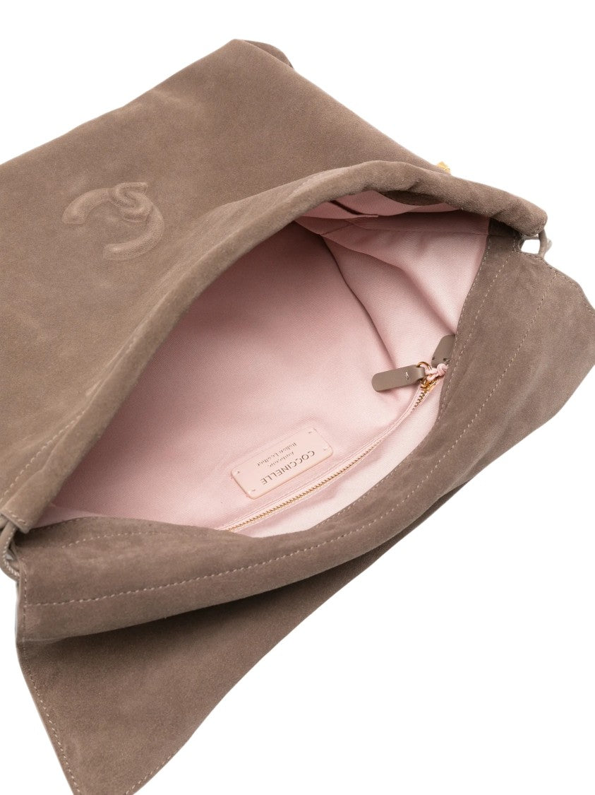 Coccinelle Lidia Brown Suede Shoulder Bag