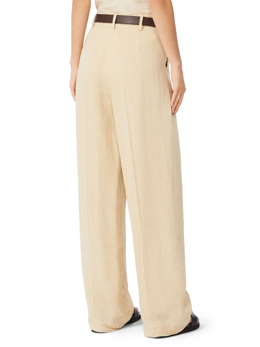 Max Mara Linen Trousers With Front Pleats
