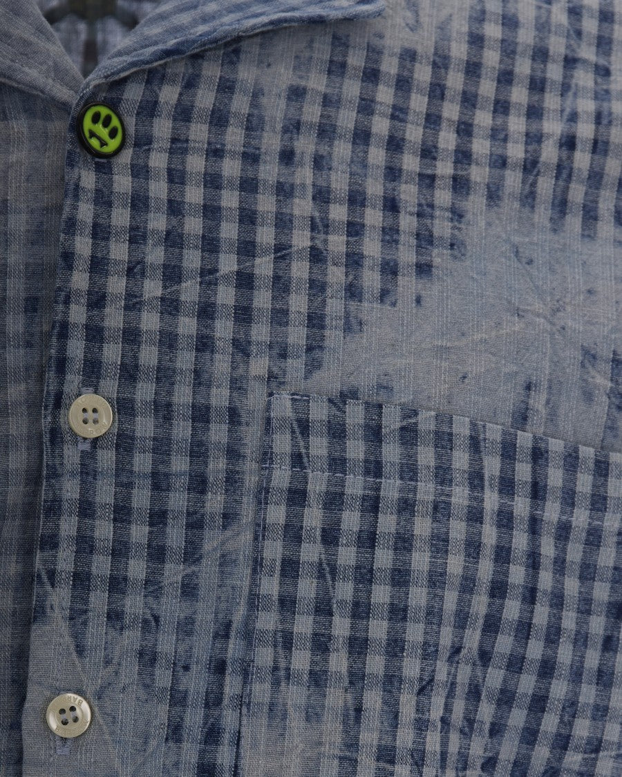Barrow Bowling Collar Shirt With Micro-Checkered Pattern