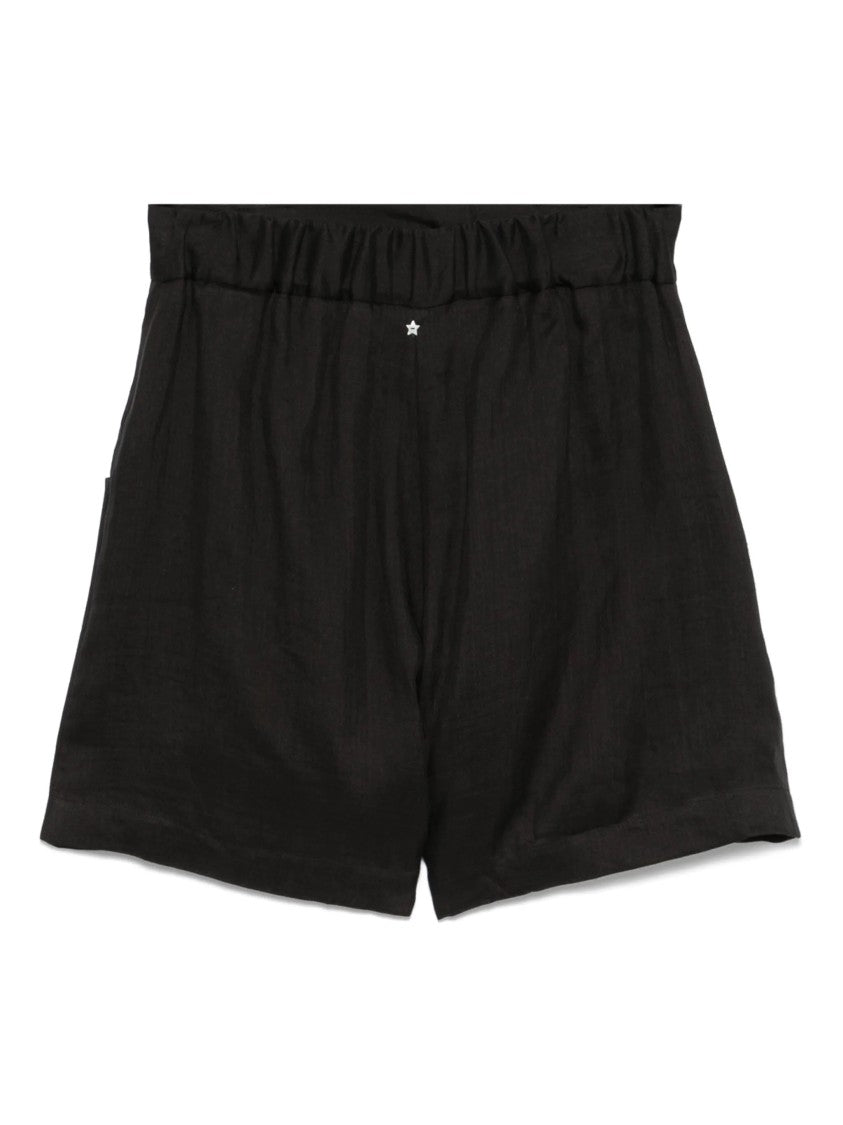 Lorena Antoniazzi Black High-Waisted Buttoned Belt Loops Shorts