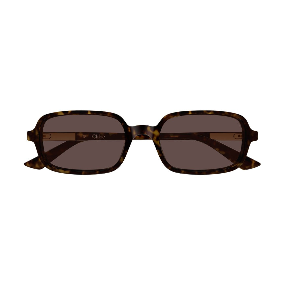 Chloé Rectangular Tortoiseshell Sunglasses With Gold Accents