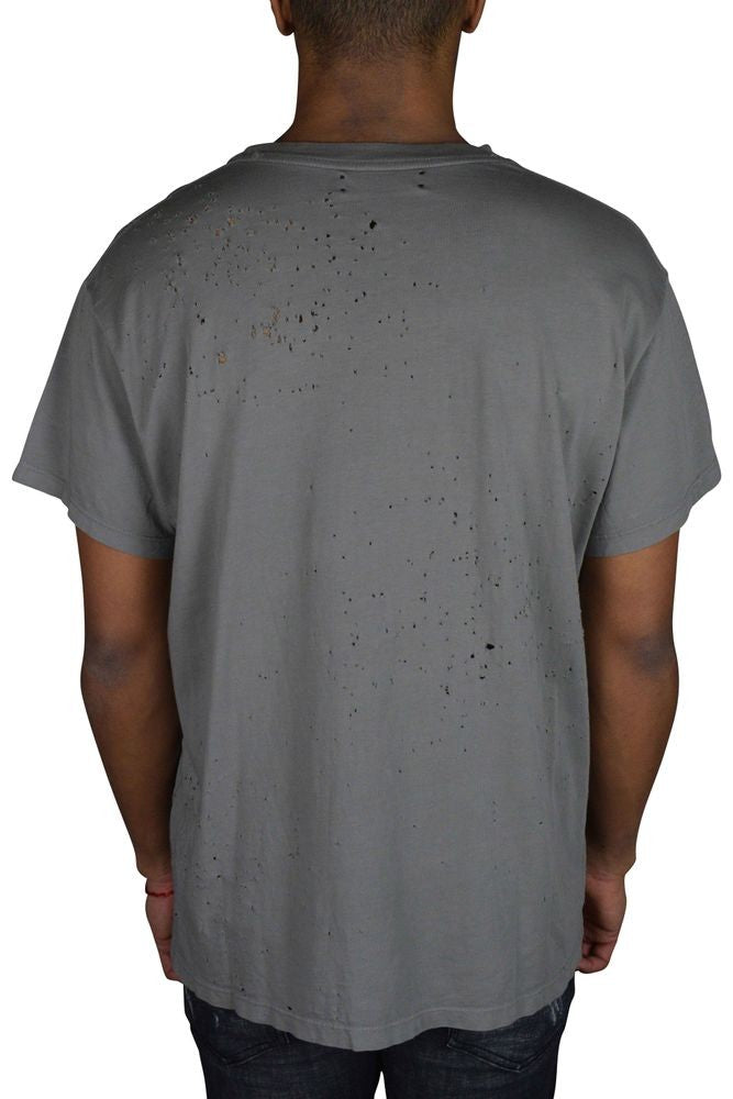 Amiri Distressed Grey Cotton T-Shirt With Aged Effect